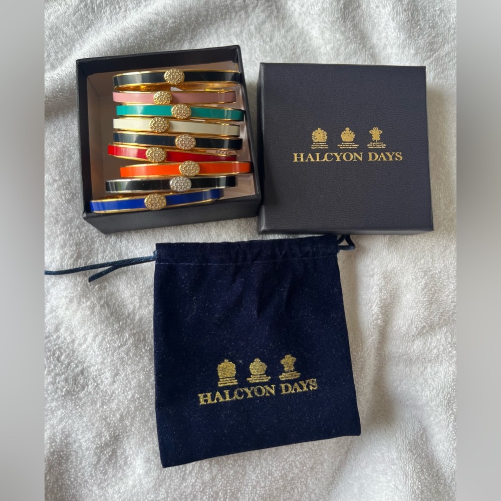 (ONE) Halcyon Days Enamel Stacking Bangle Bracelet ONE ONLY